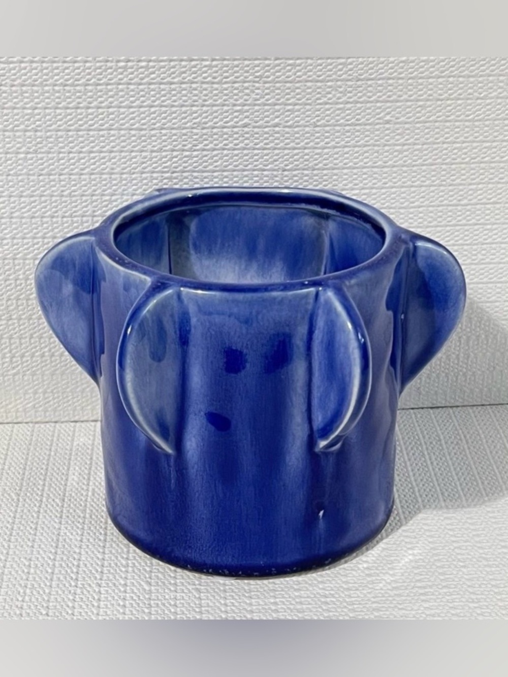 Art Deco COBALT BLUE Ceramic Planter Flower Pot Utensil Crock Art Supply Vessel